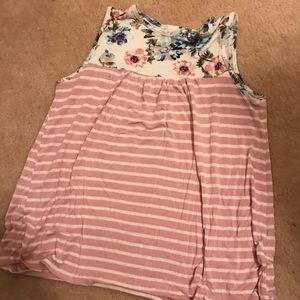Floral and Striped Tank Top